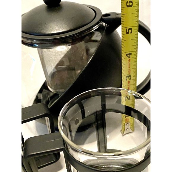 Delura Tea Pot W Stainless Infuser And 2 Cups 25 Ounce Tempered Glass Used Once - Picture 5 of 6